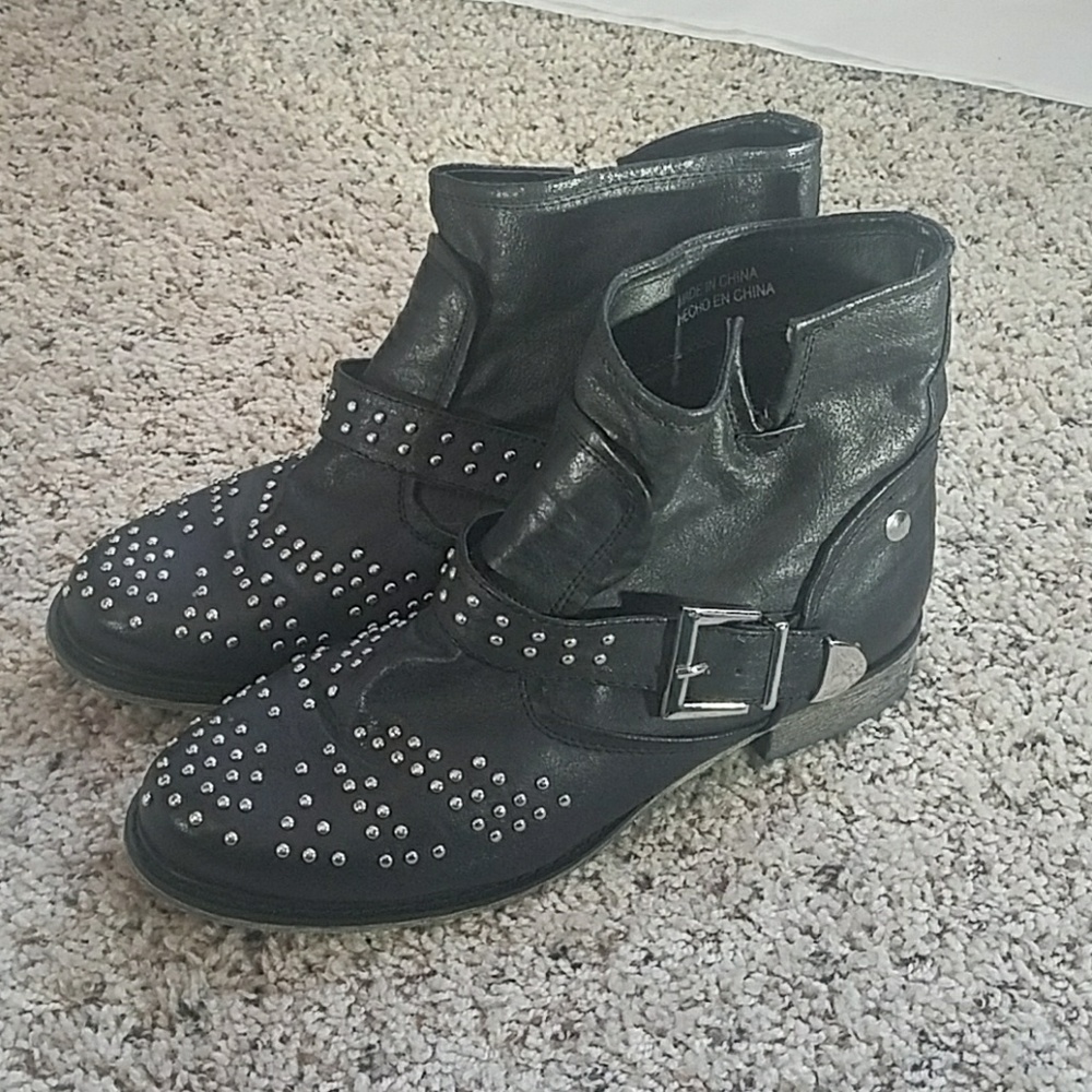 Union Jack studded ankle boots